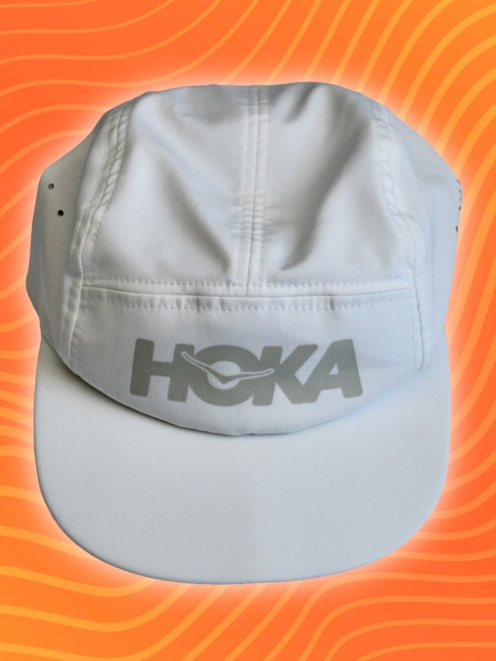 HOKA Hat Adjustable White Gray Summer Mile Club Running Cap Unisex One Size - Picture 1 of 4